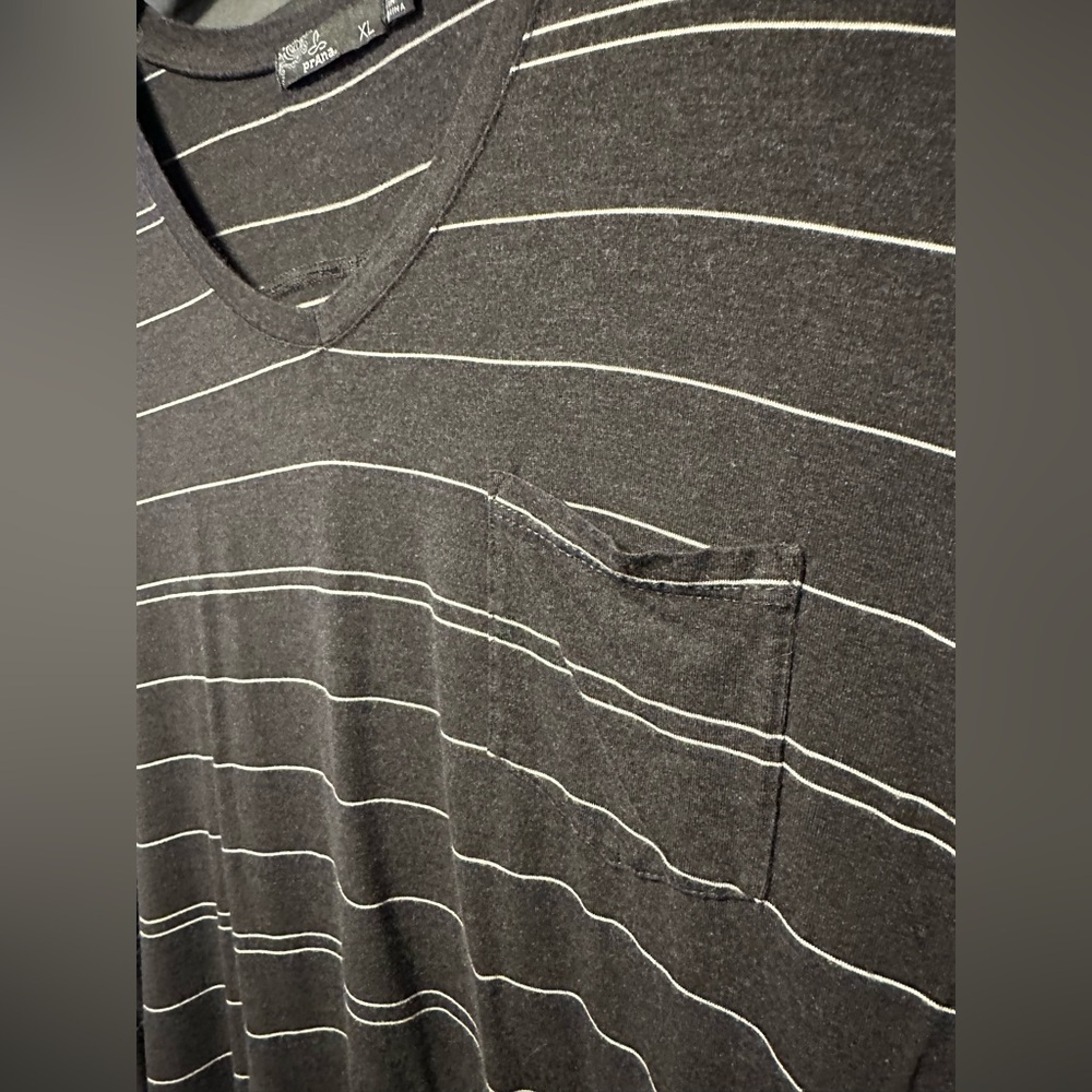 Prana Charcoal Striped Short Sleeve Tee - Picture 4 of 9